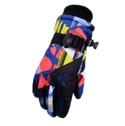 Kids Cable-Car Print Five-Finger Gloves